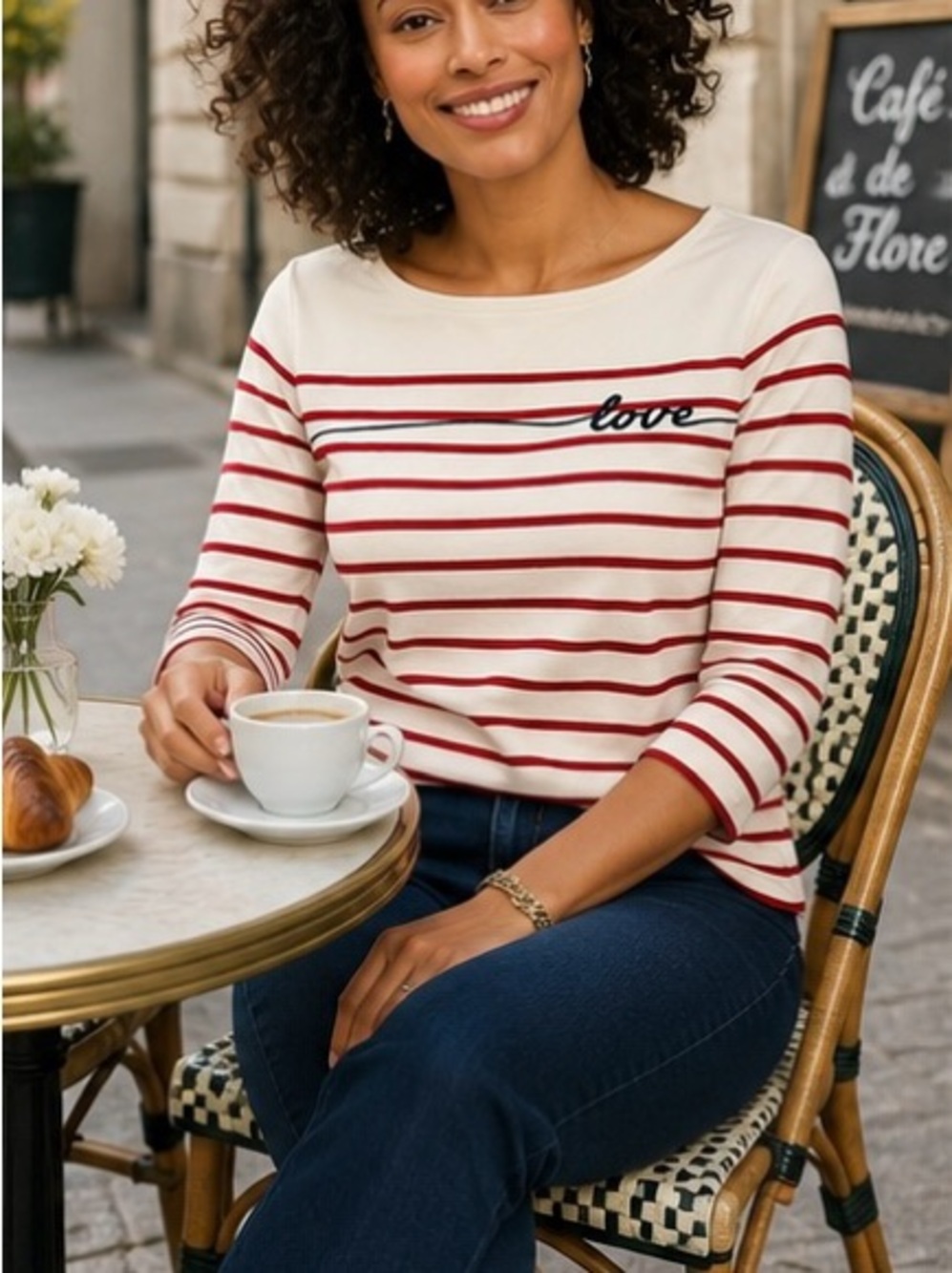 Talbots "LOVE" Striped 3/4
Sleeve NWT XS Red White
Breton Top